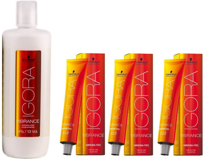 

Schwarzkopf Igora Vibrance No 4-0 Medium Brown ( Pack of 3 ) With 4% /13 Vol Developer(Set of 4)