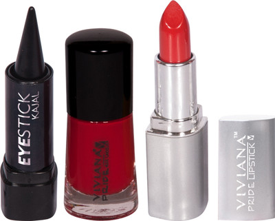 

Viviana Pride Lipstick, Nail Colors, Kajal(Set of 3)