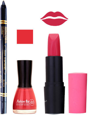 

Fashion Bar Nail Polish , OTG Lipstick , Black Kajal Combo 125(Set of 3)