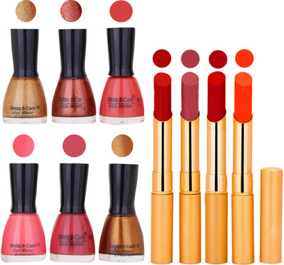 

Aroma Care Candi Bottle Nail Polish Combo with Rytm Popular Lipstick Combo Set-15(Set of 10)