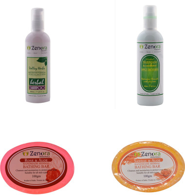 Zenora Herbal Shampoo-with Conditioner-Herbal Soaps(Set of 4)
