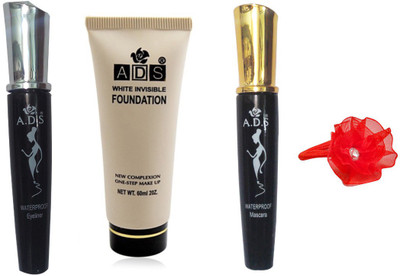 

ADS Waterproof Eyeliner / Mascara / White Invisible Foundation / Band(Set of 4)