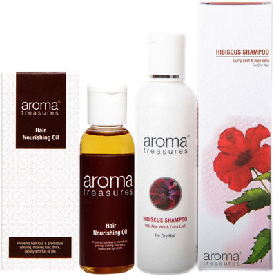 Aroma Treasures Hisbiscus Shampoo and Hair Nourishing Oil(Set of 2)