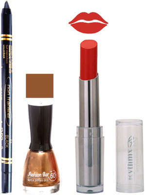 

Rythmx Lipstick , Nail Polish And Stay On Black Kajal Makeup Combo 1072(Set of 3)