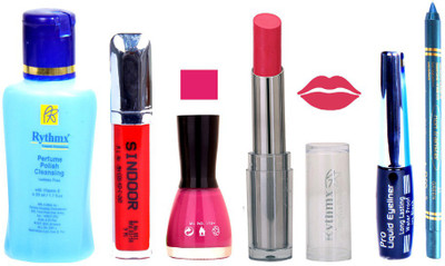 

Rythmx Lipstick And Nail Polish + Eyliner + Sindoor + Remover + Kajal Makeup Combo Pack(Set of 6)