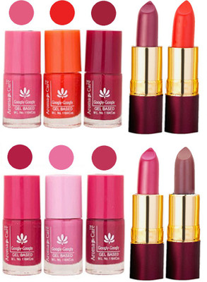 

Aroma Care Red RythmX Lipstick + Nail Polish Combo 1506201611(Set of 10)
