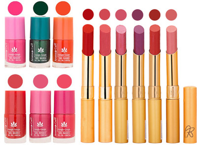 

Aroma Care Perfect Combo of Nail Polish and Rythm Lipstick Popular Shades in Wholesale Rate 2332017079(Set of 12)