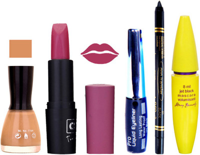 

Rythmx Lipstick, Nail Polish, Eyeliner,Black Kajal Makeup Combo Kit 1332(Set of 5)