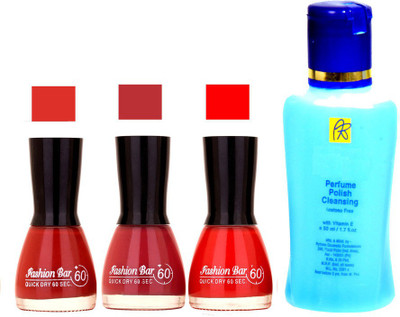 

Fashion Bar Stengthening Nail Polish Remover And Browny,Mauvish,Orange Shades Nail Polish 52434(Set of 4)