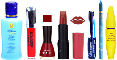 

Rythmx Remover + OTG Lipstick And Nail Polish, Eyliner, Sindoor, Kajal, Mascara Makeup Combo(Set of 7)