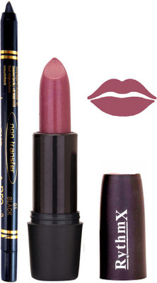 

Rythmx Shimmer Purple Lipstick And Pro Non Transfer Black Kajal 38100(Set of 2)