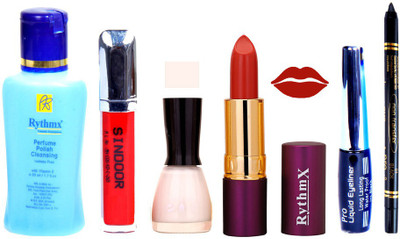 

Rythmx Lipstick ,Remover, Sindoor, Nail Polish,EyeLiner,Black Kajal, Makeup kit Combo 12063(Set of 6)