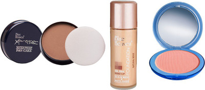 

Blue Heaven Xpression Pan Cake (75), Oil Free Foundation (Natural Beige) & Silk On Face Compact (PINK)(Set of 3)