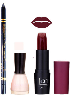 

Fashion Bar Nail Polish , OTG Lipstick , Black Kajal Combo 127(Set of 3)