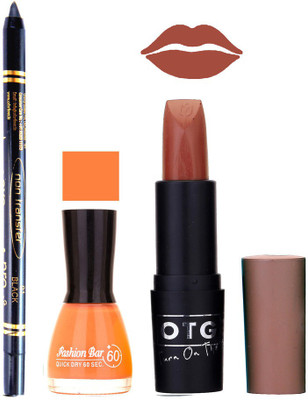 

Fashion Bar Nail Polish , OTG Lipstick , Black Kajal Combo 109(Set of 3)