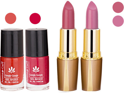

Aroma Care Orange Nail Polish + Purple Lipstick Combo 2907201680(Set of 4)