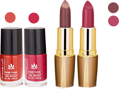 

Aroma Care Orange Nail Polish + Brown Lipstick Combo 2907201632(Set of 4)