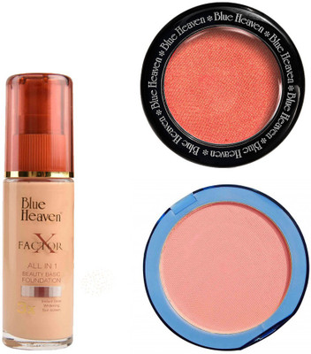 

Blue Heaven X Factor Foundation (Blush), Silk On Face Compact (Pink) & Diamond Blush on 503(Set of 3)