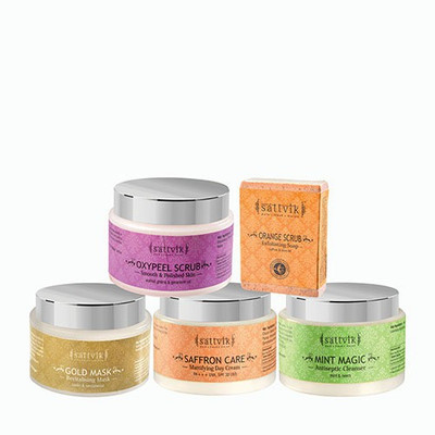 

Sattvik Organics Natural Lustre Fairness Combo- (MM100, GM100, OS100, SC100, OSS75)(Set of 5)