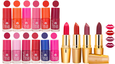 

Aroma Care Gel Nail Polish Set Quick Dry, Long Lasting and Creamy Matte Lipstick Combo 1272(Set of 16)