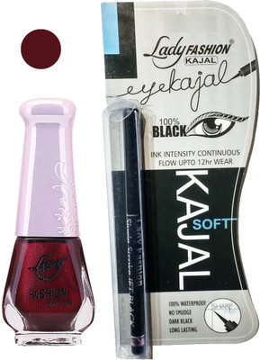 

Lady Fashion Nail Polish and Kajal Combo 2010201639(Set of 2)