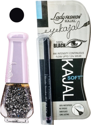 

Lady Fashion Nail Polish and Kajal Combo 2010201660(Set of 2)