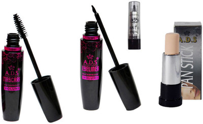 

ADS Waterproof Eyeliner / Mascara / Pan Stick Concealer / Kajal(Set of 4)