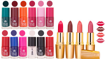 

Aroma Care Gel Nail Polish Set Quick Dry, Long Lasting and Creamy Matte Lipstick Combo 156(Set of 16)