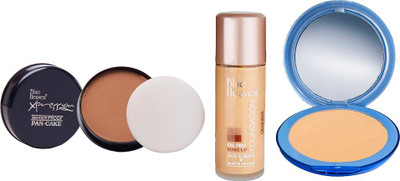 

Blue Heaven Xpression Pan Cake (72), Oil Free Foundation (Cream Beige) & Silk On Face Compact (Natural) Combo.(Set of 3)