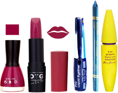 

Rythmx Lipstick, Nail Polish, Eyeliner,Turqoise Blue Kajal Makeup Combo Kit 1293(Set of 5)