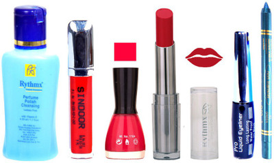 

Rythmx Lipstick And Nail Polish + Eyliner + Sindoor + Remover + Kajal Makeup Combo Pack(Set of 6)