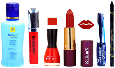 

Rythmx Lipstick ,Remover, Sindoor, Nail Polish,EyeLiner,Black Kajal, Makeup kit Combo 12067(Set of 6)