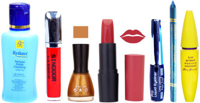 

Rythmx Remover + OTG Lipstick And Nail Polish, Eyliner, Sindoor, Kajal, Mascara Makeup Combo(Set of 7)