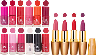 

Aroma Care Lot of 12 Insta Dri Nail Polish and Creamy Matte Rythm Lipsticks Classic Combo Set 86(Set of 16)