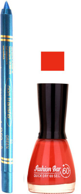 

Fashion Bar Browny Orange Shad Nail Polish With Pro Non Transfer Turquoise Blue Kajal 78(Set of 2)