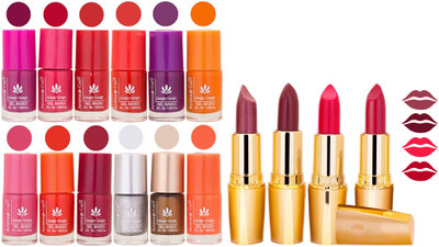 

Aroma Care Gel Nail Polish Set Quick Dry, Long Lasting and Creamy Matte Lipstick Combo 103(Set of 16)