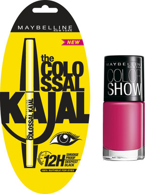 

Maybelline The Colossal Kajal with Color Show Nail Color(Set of 2)