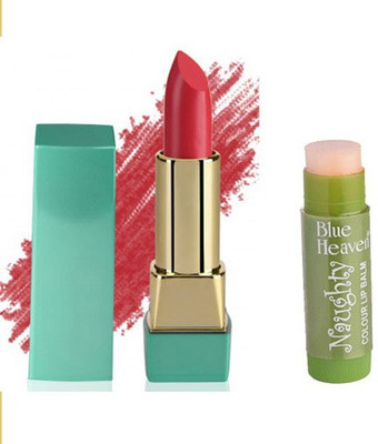 

Blue Heaven Mintz Glossy Lipstick (Red Cherry) & Naughty Color Lip Balm (Magic)(Set of 2)