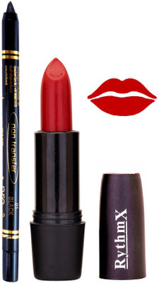 

Rythmx Merry Red Lipstick And Pro Non Transfer Black Kajal 3895(Set of 2)