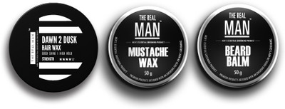 

The Real Man Dawn 2 Dusk Hair Wax (50g), Mustache Wax (50g) & Beard Balm (50g)(Set of 3)
