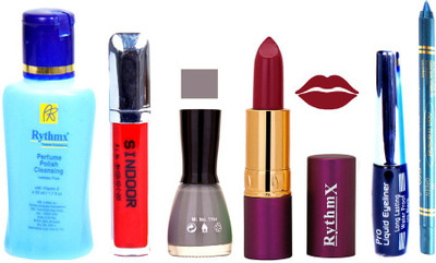 

Rythmx Lipstick ,Remover, Sindoor, Nail Polish,EyeLiner,Turqoise Blue Kajal, Makeup kit Combo 12053(Set of 6)