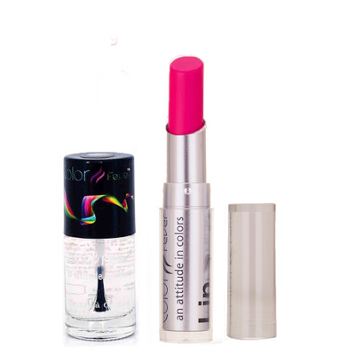 

Color Fever 948 Topcoat Nail Polish+Neon Pink Lipstick(Set of 2)