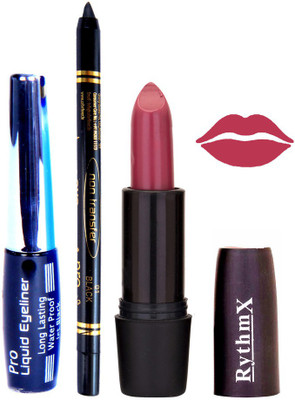 

Rythmx Apricot Purple Lipstick Eyeliner Kajal Combo Kit 780100(Set of 3)