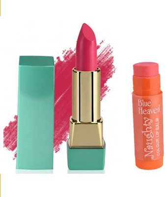 

Blue Heaven Mintz Glossy Lipstick (Desert Rose) & Naughty Color Lip Balm (Bubble Gum)(Set of 2)