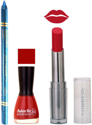 

Rythmx Lipstick , Nail Polish And Turquoise Blue Kajal Makeup Combo 1119(Set of 3)