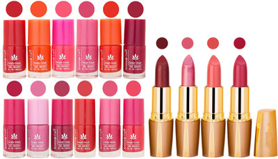 

Aroma Care Lot of 12 Insta Dri Nail Polish and Creamy Matte Rythm Lipsticks Classic Combo Set 31(Set of 16)