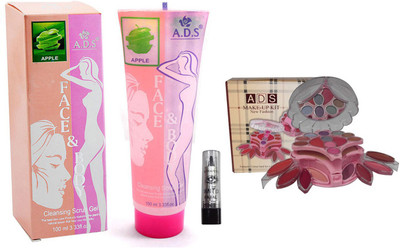 

ADS Cleansing Apple scrub gel / Kajal With 8332 Makeup Kit(Set of 3)