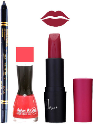 

Fashion Bar Nail Polish , OTG Lipstick , Black Kajal Combo 102(Set of 3)