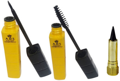 

ADS Waterproof Eyeliner / Mascara with Black Kajal(Set of 3)