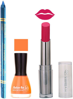 

Rythmx Lipstick , Nail Polish And Turquoise Blue Kajal Makeup Combo 1171(Set of 3)